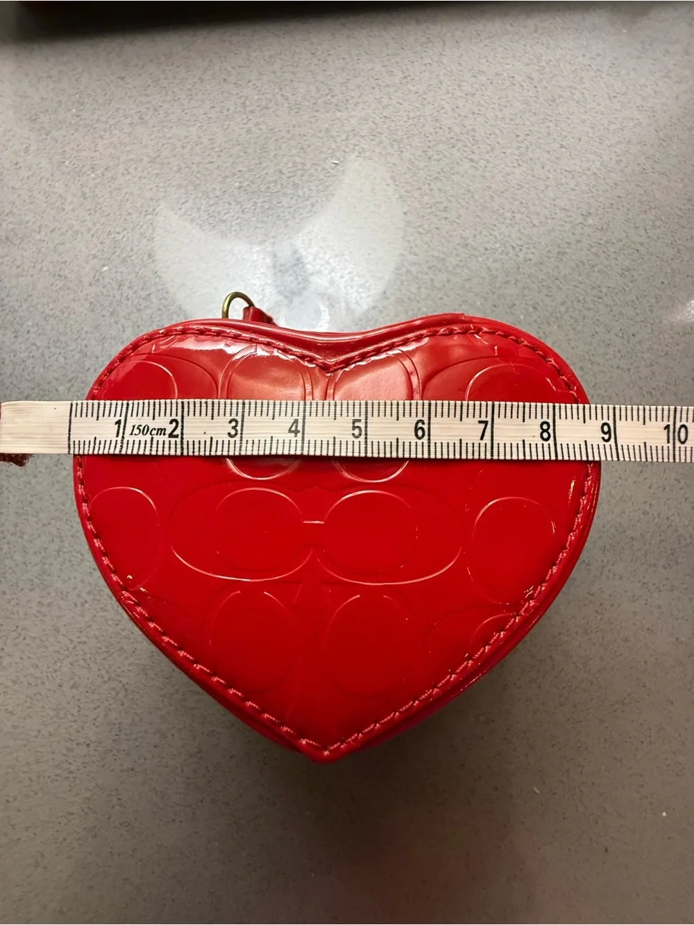 Coach Red patent leather heart-shaped travel jewelry box w mirror